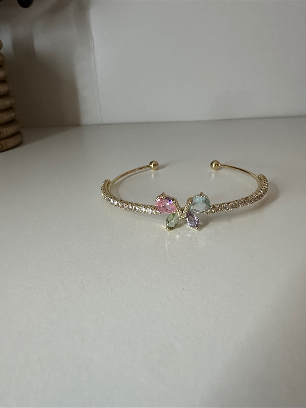 Gold Butterfly Multistone Cuff Bracelet - Women Jewelry